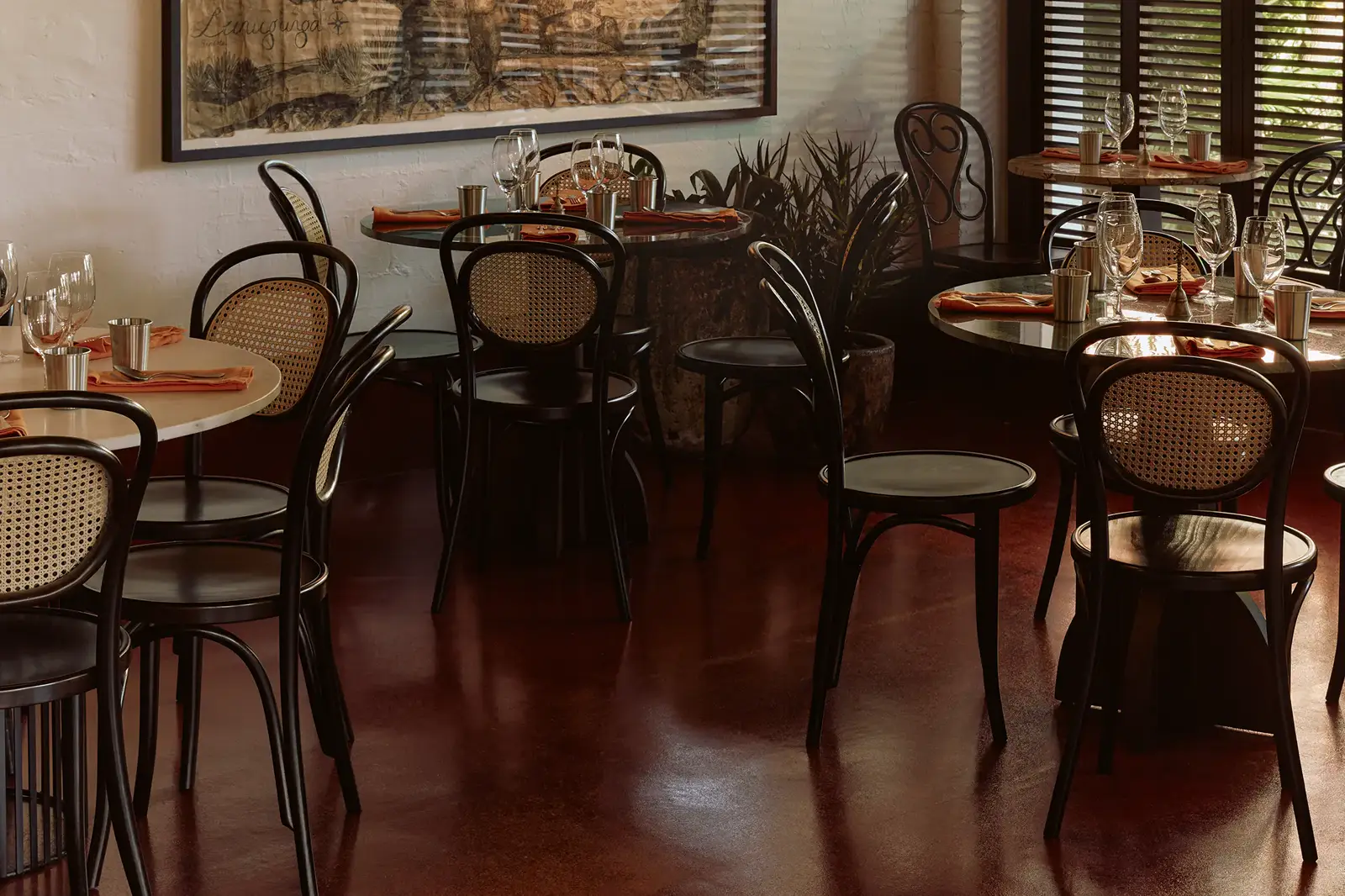 Hospitality dining room with Comcork flooring installed by Premrest